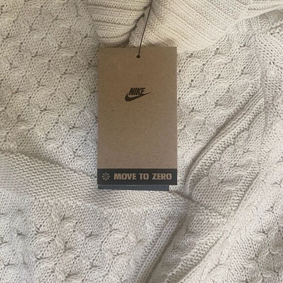Nike Men's Life Cable Knit Turtleneck Sweater Light Bone FB7770-072 Size Small - Picture 11 of 16